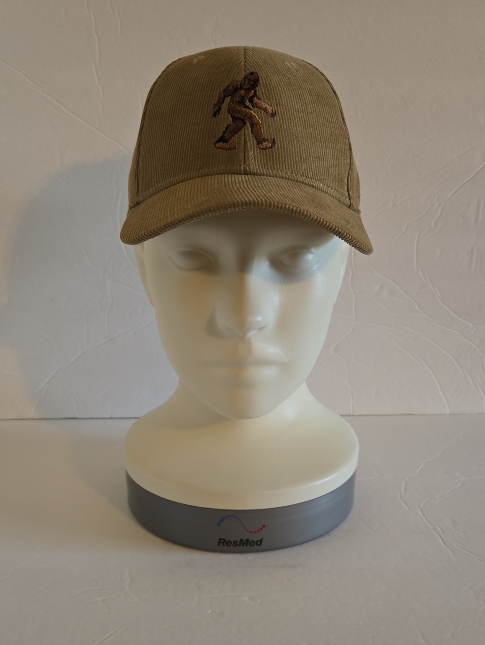 Aksels Corduroy Baseball Cap with Embroidered Bigfoot - Khaki